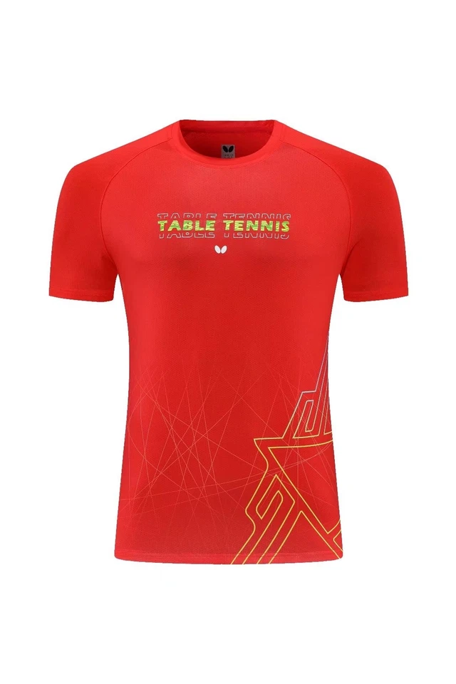 Roupas de tênis de manga curta esportivas borboleta infantil adulto roupa de badminton T - Imagem 1 de 4