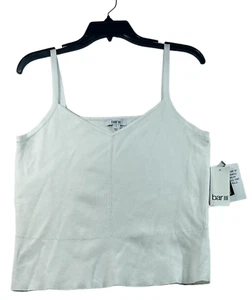 Bar III Tank Top Womens size Large White Ribbed Sleeveless Stretch Vneck New - Picture 1 of 7