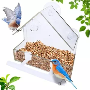 Window Bird Feeder House for Perch Finch Cardinal with Strong Suction Cups - Picture 1 of 7