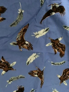 TELA Springs Industries Eagle Flying Blue Vintage 42"" de ancho 70"" de largo NUEVA - Imagen 1 de 5