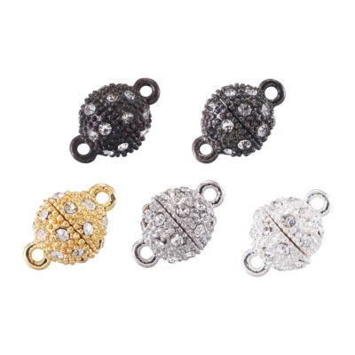 50 Sets Oval Alloy Rhinestone Magnetic Clasps Mixed Color 16x10mm Hole 1.5mm  - Image 1 of 4