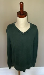 LANDS' END SCHOOL UNIFORM FINE KNIT COTTON V-NECK SWEATER SMALL (8) - Picture 1 of 3