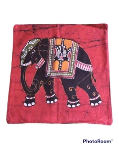 HOUSSE DE COUSSIN, ELEPHANT, 100% COTON,43 x 44 CM, ARTISANAT,INDE  - Imagen 1 de 8