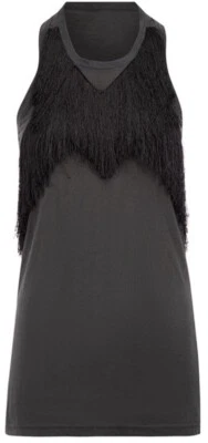 Isabel Marant Etoile Tank Top Lambskin Velvet Leather Detail Fringe Gray Size XS - Image 1 of 4