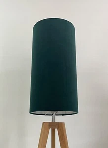 Tambor cilindro cilíndrico de terciopelo verde bosque extra alto - Imagen 1 de 9