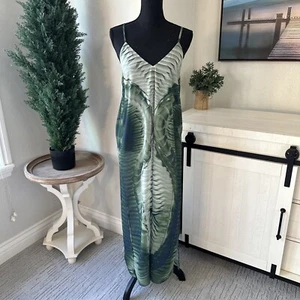 Maxi vestido sin mangas transparente para mujer Making the Cut talla grande mediana estampado verde reptil - Imagen 1 de 10