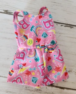 Barbie Pink "B' Rainbows Diamonds Heart Print Romper Doll Size - Picture 1 of 2