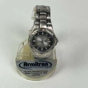 Mens Armitron All Stainless Steel Bracelet Watch Scratch Resistant Crystal - Picture 1 of 12