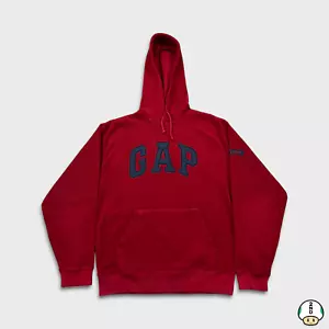 Vintage Gap Hoodie Herren klein rot buchstabiert klassischer Pullover Outdoor 90er Jahre Vlies - Bild 1 von 8