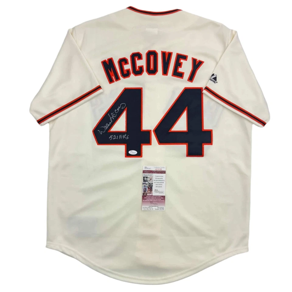 Autographed/Signed Willie McCovey "521 HR's" San Francisco Cream Jersey JSA COA - Image 1 of 3