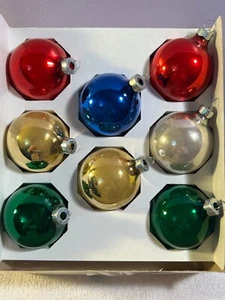 Addobbi natalizi vintage set di 8 palline in vetro multicolore piramide PO5999 - Foto 1 di 6