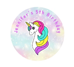 30 personalized Unicorn stickers, labels, tags birthday party decorations favors - Picture 1 of 2
