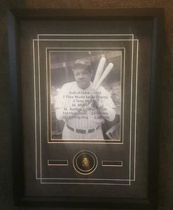 Babe Ruth Yankees Stat Mat framed Commemorative Replica World Series Ring 1936 - Picture 1 of 1