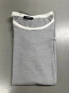 AZALEA Black + White Striped Short Sleeve Shirt Top Blouse - Size Medium M - Picture 1 of 5