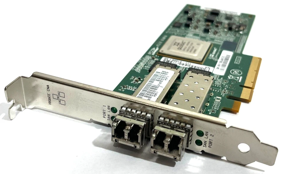 QLogic QLE8152 Dual Port 10GbE SFP+ PCIe Converged Network Card w/ 2x 10Gb SFPs - Image 1 of 4