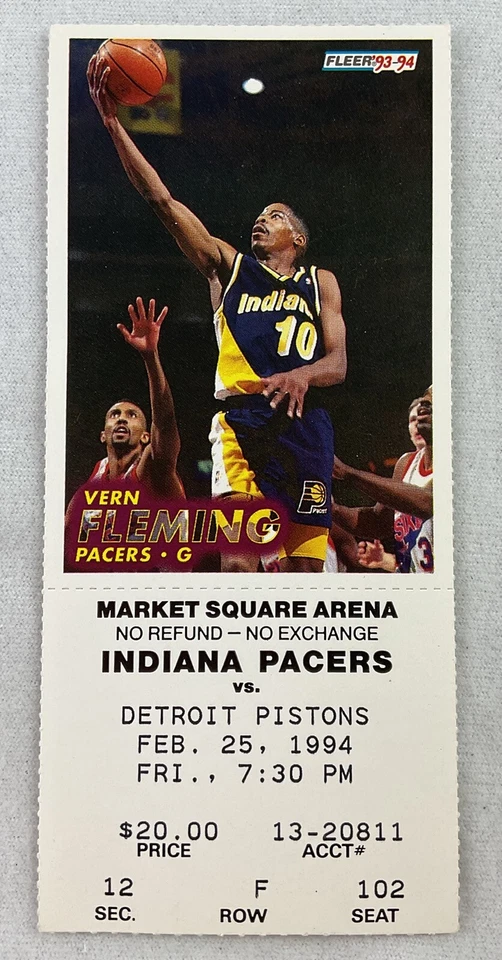 Boleto NBA 1994 02/25 Detroit Pistons at Indiana Pacers-Isiah Thomas 29pts Foto 1 de 1