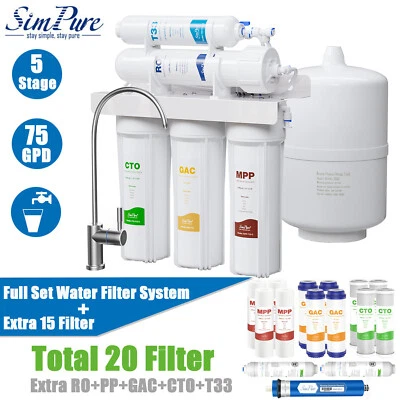 5 Stage Reverse Osmosis Home Drinking Water Filter System Purifier Extra Filters - Image 1 of 4