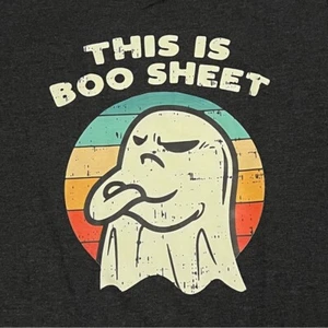 This Is Boo Sheet Funny Ghost V-Neck T-Shirt Black Size Large NWT - Picture 1 of 4