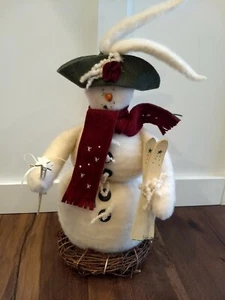 Limited Edition Handmade Bunnies By The Bay Snowman Bunny Flurry with Skis - Picture 1 of 9