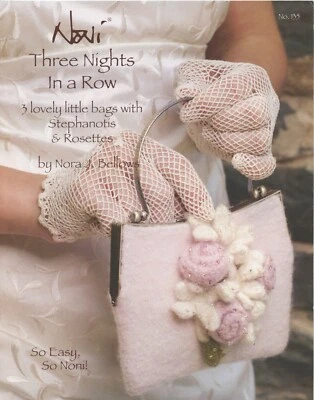 Noni Knitting Pattern 135 Three Nights in a Row - 3 Bags, Stephanotis & Rosettes - Image 1 of 4