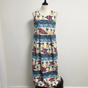 Vestido Reyn Spooner Vintage Cuello Redondo Sin Mangas Floral Hawaiano Midi Mediano - Imagen 1 de 10