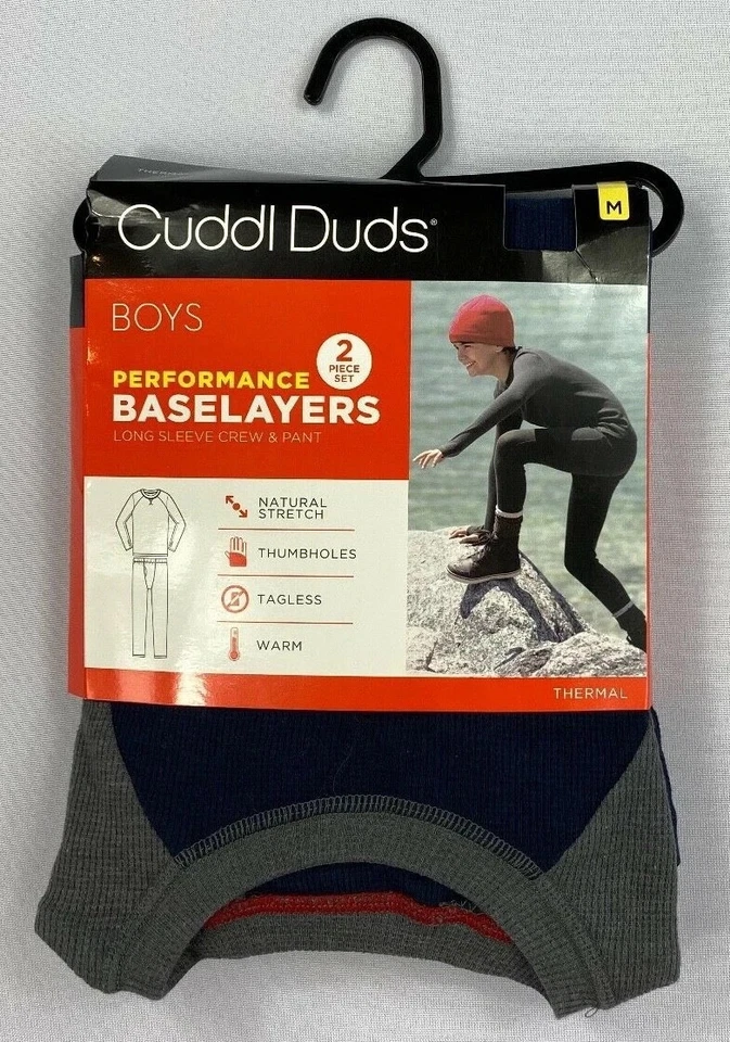 Boy's Youth Cuddl Duds Baselayers Thermal Long Sleeve Crew Shirt and Pants Sz L - Image 1 of 2
