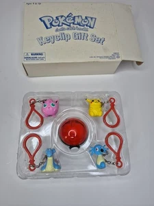 Pokemon Keyclip Gift Set Pokeball Jigglypuff Pikachu Lapras Horsea In Box - Picture 1 of 7