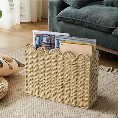 Woven Basket Sturdy Paper Rope Storage Container for Clothing Books Home Use - Image 1 of 4