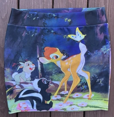 Disney Bambi Thumper Sz Large Skirt Flower Butterfly Juniors Straight Stretch - Image 1 of 4