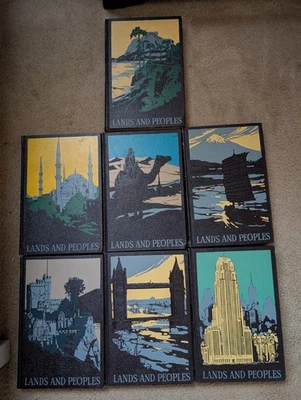 Lands and Peoples The World in Color  7 Book Set Art Deco Covers Illus 1948 — 第 1/4 张图片