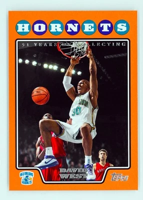 2008-09 Topps #64 David West/1199 Orange New Orleans Hornets Foto 1 de 2