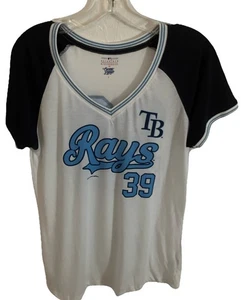 tampa bay rays Women L White Blue 39 Campus Lifestyle Jersey MLB Kiermaier - Picture 1 of 6