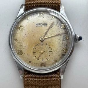 Vintage Vulcain Grand Prix Watch Mechanical Mens 34mm Fonds Acier - Read - Picture 1 of 8