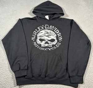 Harley-Davidson Hoodie Mens M Black Graphic Willie G Skull Fleece Lined Pullover - Picture 1 of 10