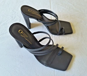 Olivia Ferragamo Black Sandal 8M Toe Loop Strappy Slip On Size All Synthetic - Picture 1 of 8