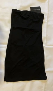 Pretty Little Thing Women's Size 0 Black Crepe Split Side Bandeau Bodycon Dress  - Picture 1 of 8