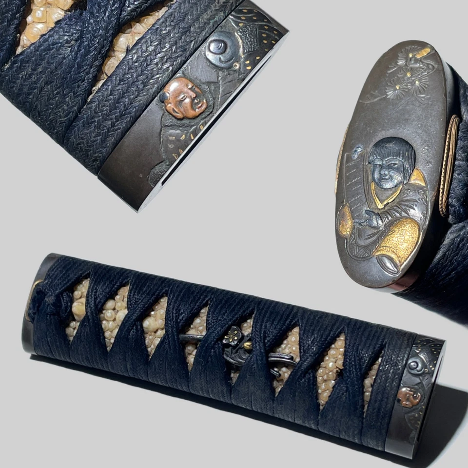 Mango Tsuka para Tanto, 人物図縁頭 Persona Fuchikashira, Edo original antiguo Foto 1 de 4