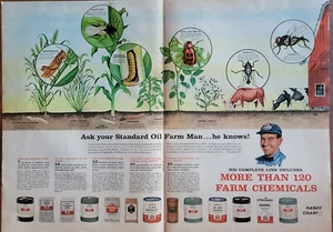 Anuncio de revista agrícola de 1961 Standard Oil Farm Chemicals, gráfico de plagas vintage - Imagen 1 de 1