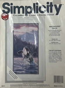 Vintage NOS Simplicity "MAGNIFICENT ORCA" counted cross stitch kit 05617 - Picture 1 of 2