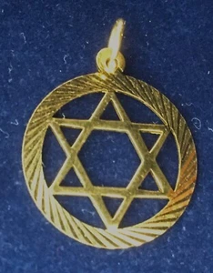 *RARE Vintage GEORG JENSEN 9ct Gold Jewish STAR Of DAVID Diamond Cut Pendant - Picture 1 of 5