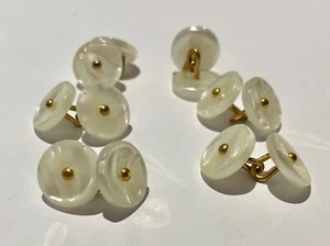 20 Pearl with Gold Shank Buttons Cufflink Button 13mm C64-1 AUSSIE SELLER - Picture 1 of 6