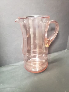 Vintage Pink Depression Optic Glass 9 3/4" Tall Pitcher Beautiful - Picture 1 of 11