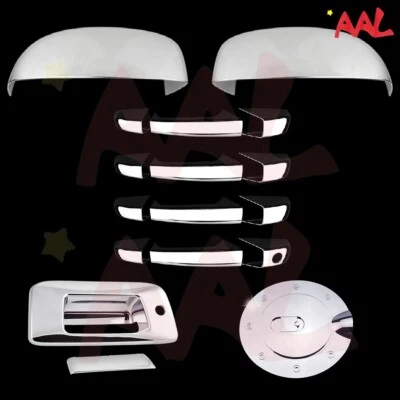 AAL Para SILVERADO SIERRA 07-12 13 Cromo Cubierta Espejo + MANIJA DE PUERTA + Gas + Puerta trasera Foto 1 de 2