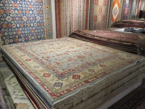 8x10 CAUCASIAN AFGHAN-REFUGEE VEGETABLE DYE HANDMADE-KNOTTED WOOL RUG 588104 - Picture 1 of 11