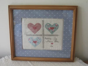 Valorie's Quilted Applique "Home is Where the Heart Is" Wood Framed EUC 9.5x11" - Picture 1 of 7
