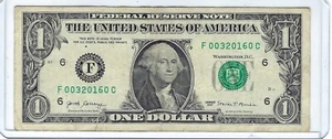 Fancy LOW SUM & SERIAL Number $1 One Dollar Bill Note 4 of a Kind 0s F00320160C - Picture 1 of 3