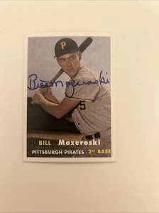 Bill Mazeroski Signed 1957 Topps Reprint Rookie Card #1 - Picture 1 of 2