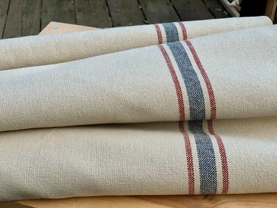 Grain Sack Fabric by the Yard, Ticking Fabric, French Country, Cottage Farmhouse - Image 1 of 4