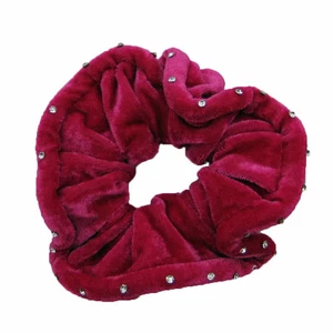 Elegantes rosa weiches samtiges Scrunchie mit Strass Haargummi Pferdeschwanz Halter - Bild 1 von 1
