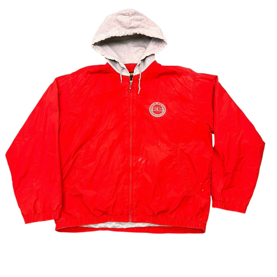 Vintage Eddie Bauer Jacket Mens Small Red Gray EBTEK Hooded Nylon Full Zip 90s - Image 1 of 4